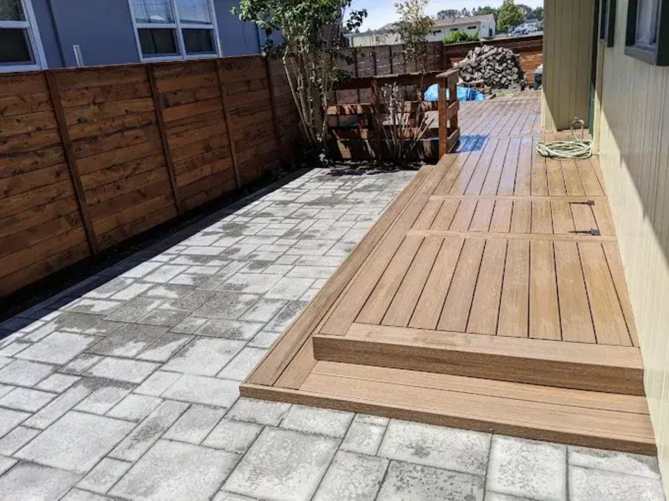 Deck and paver patio combination