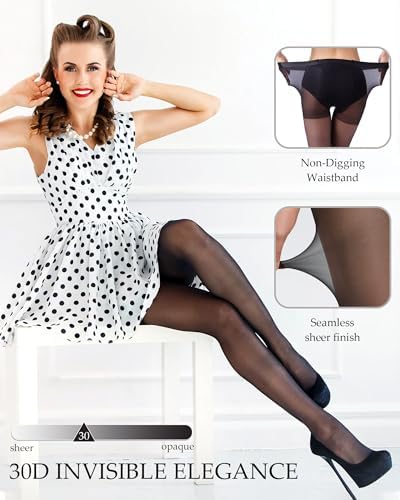 Vue 6 de Paire Collant Femme Noir