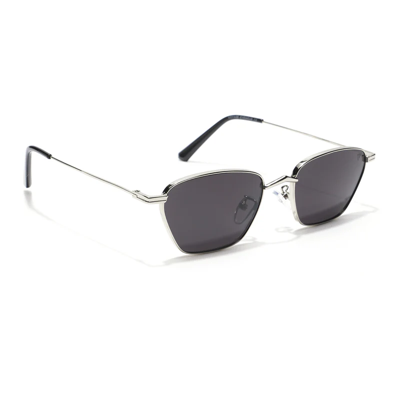 Unisex Black Silver Retro Square with UV Protected Lens MG3456
