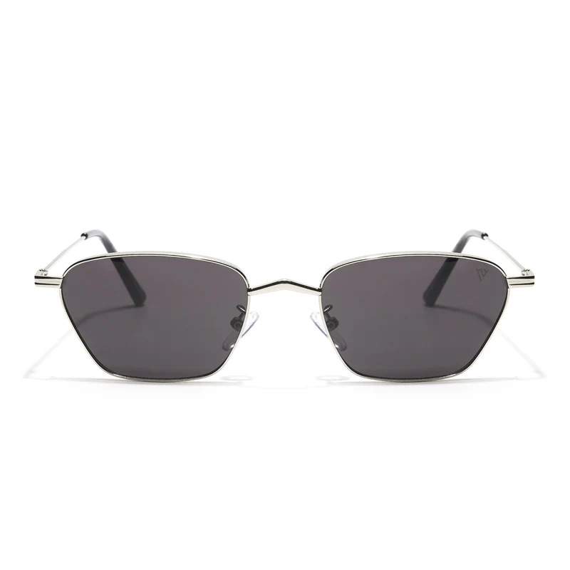 Unisex Black Silver Retro Square with UV Protected Lens MG3456
