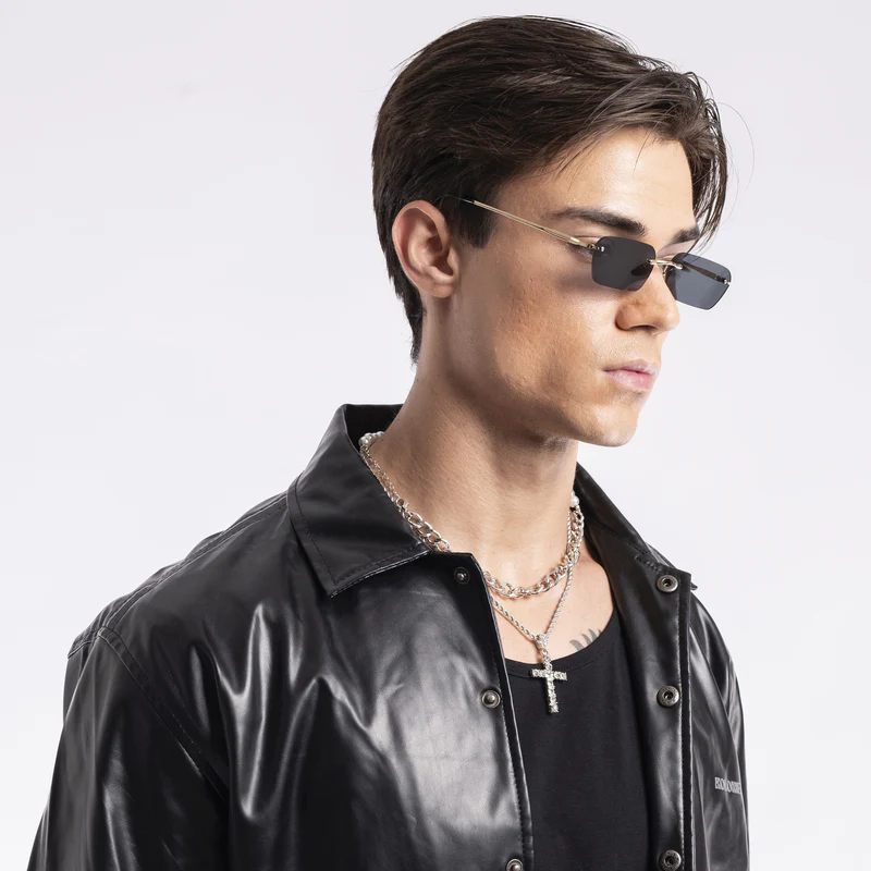 Unisex Black Rimless Rectangle with UV Protected MG3786