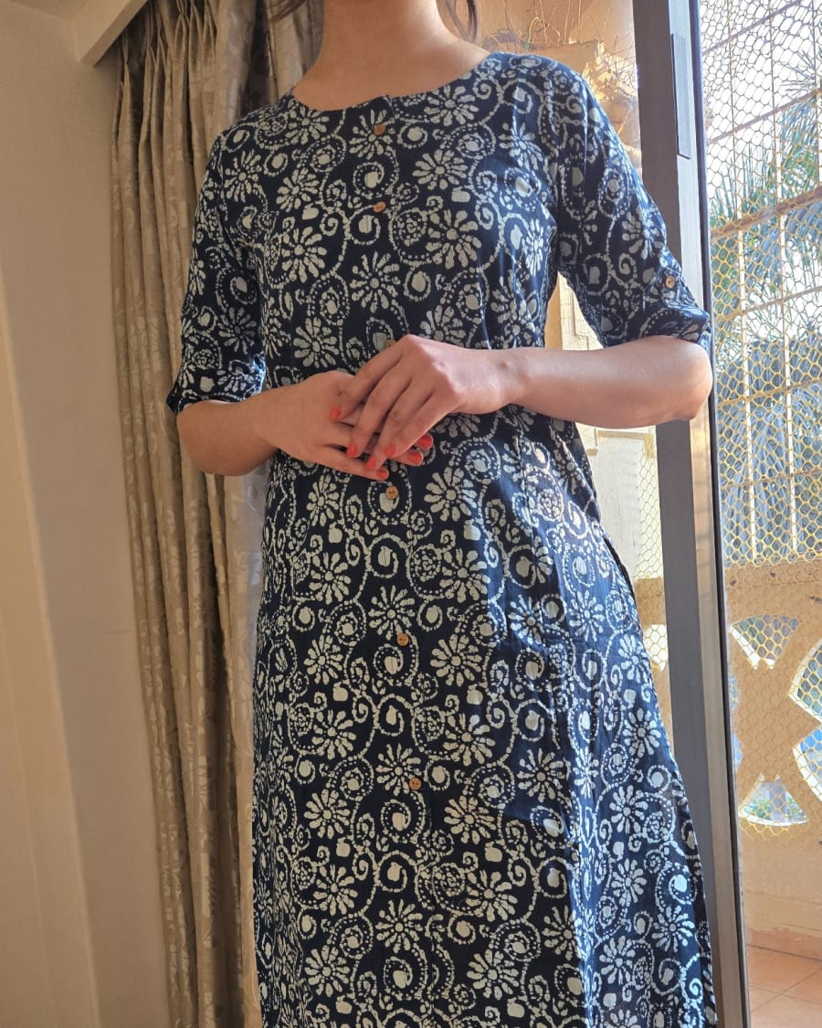 A line Kurta with middle slit