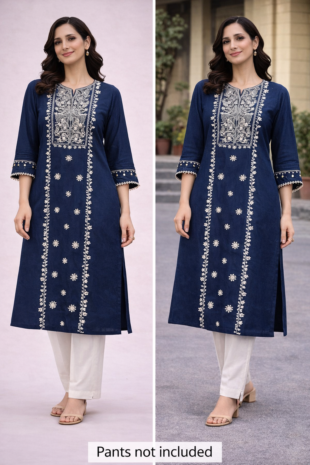 Blue Chikan Kari A line Kurta