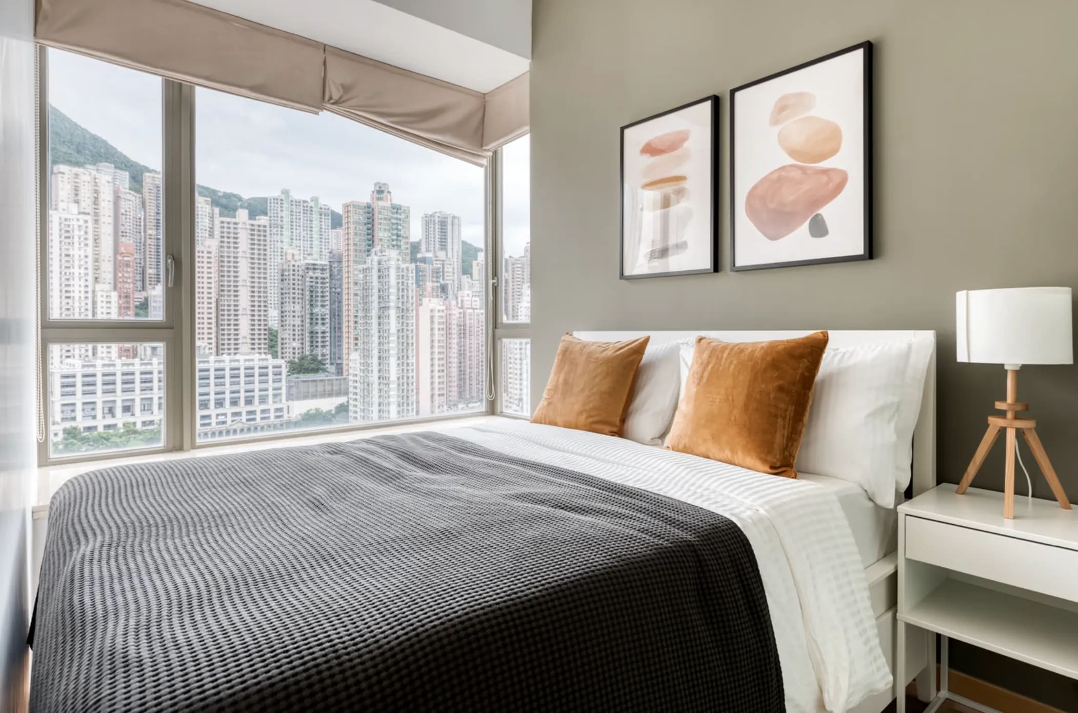 Blueground bedroom overlooking city