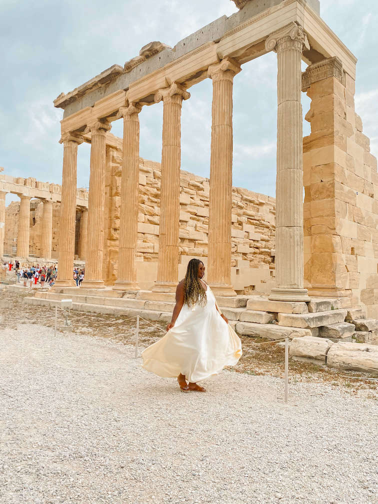 Abigail near Parthenon in Athens