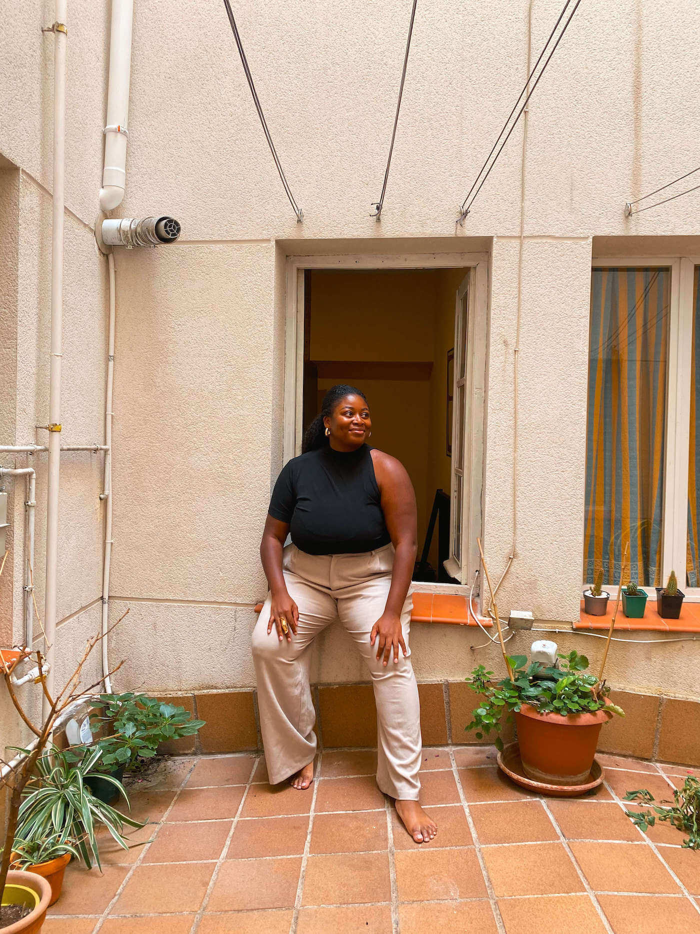 Woman sitting in Madrid