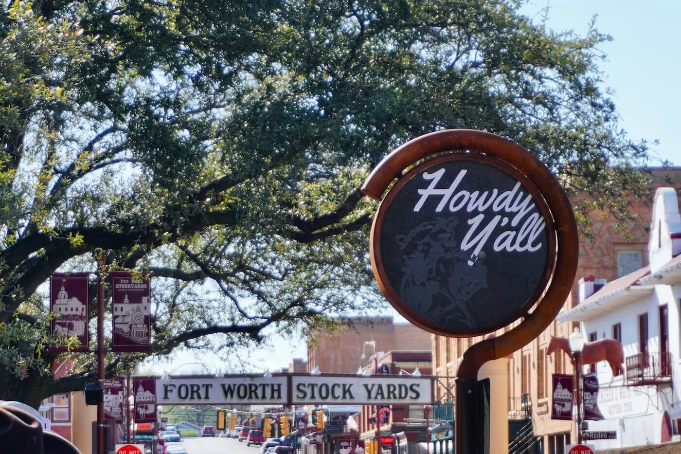 Fort Worth Stockyards and sign