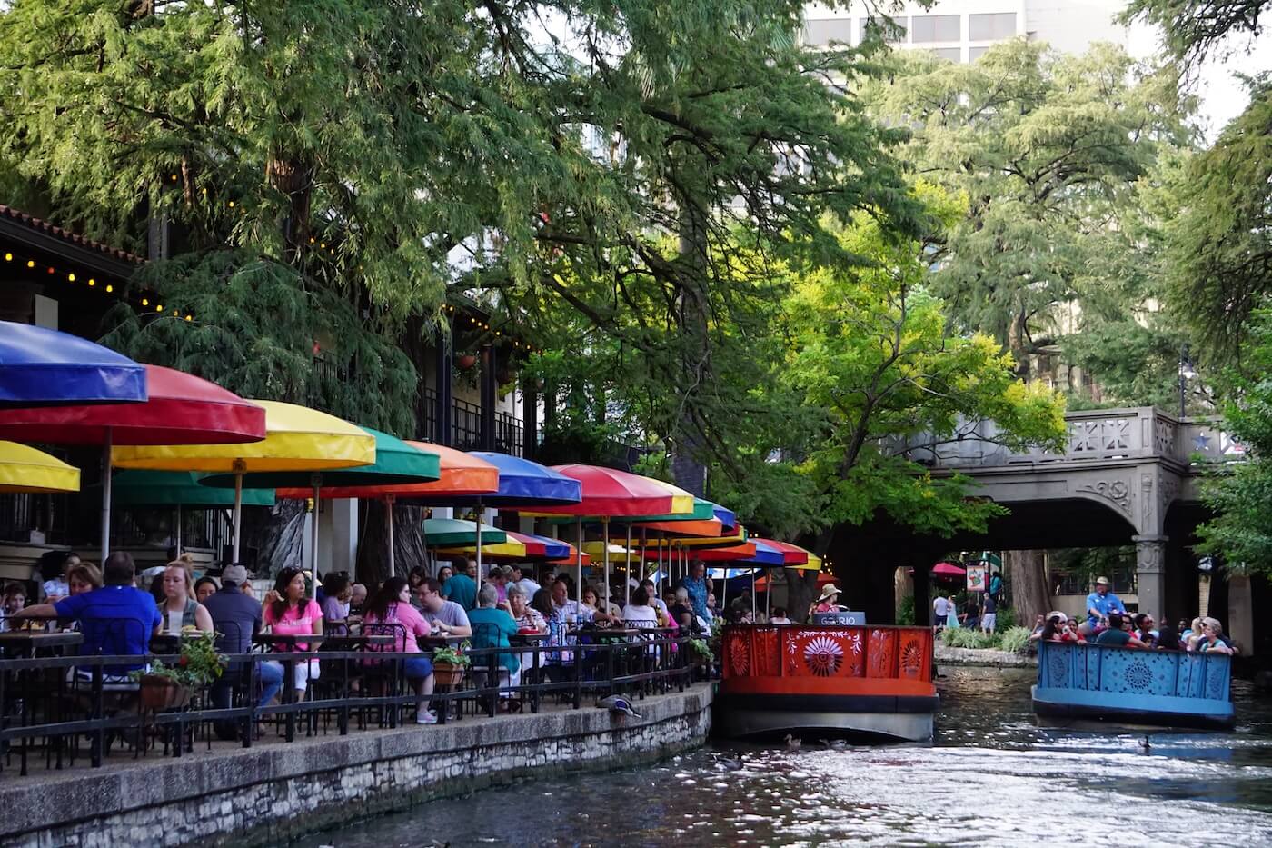 San Antonio riverwalk and restaurant