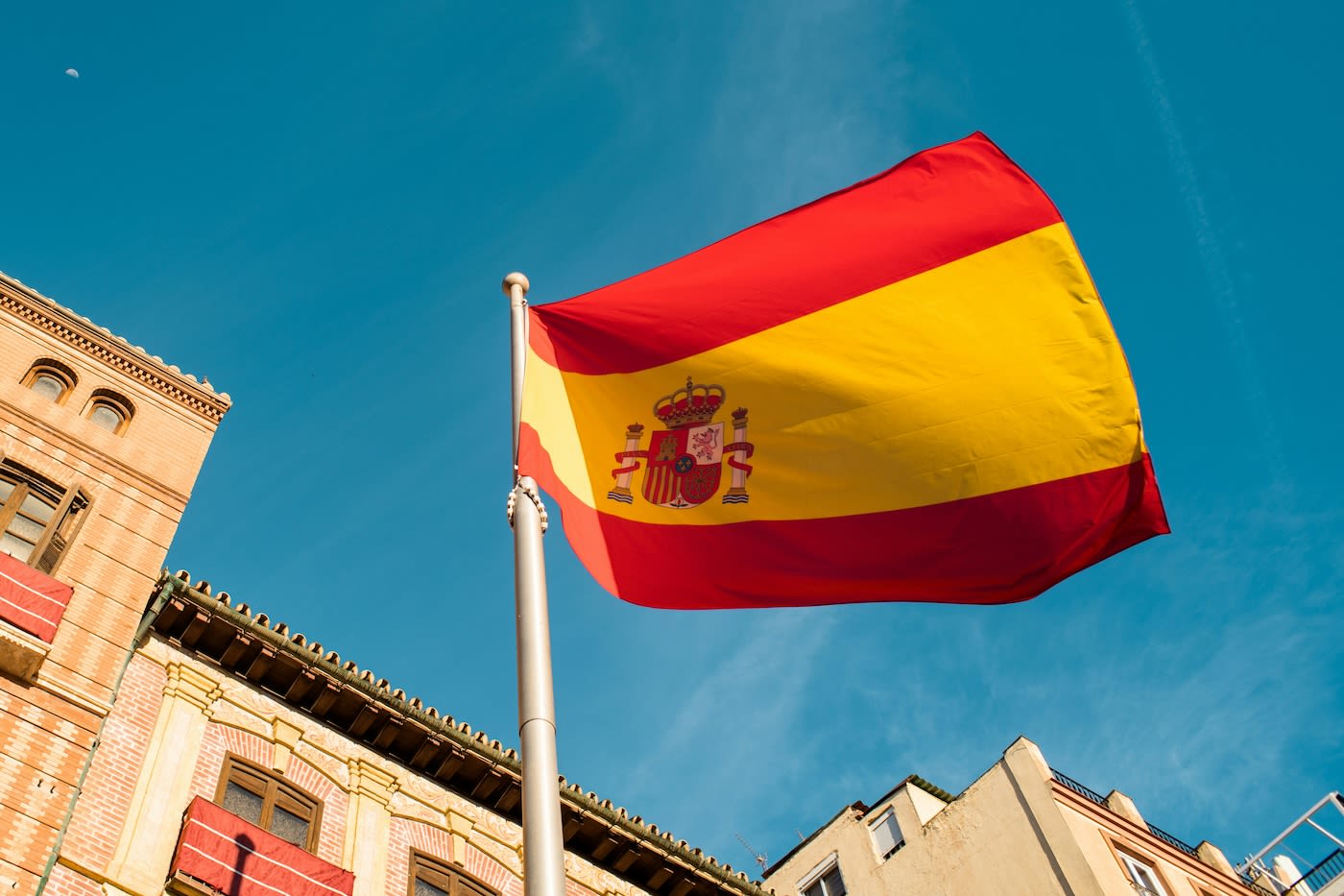Spanish flag near building