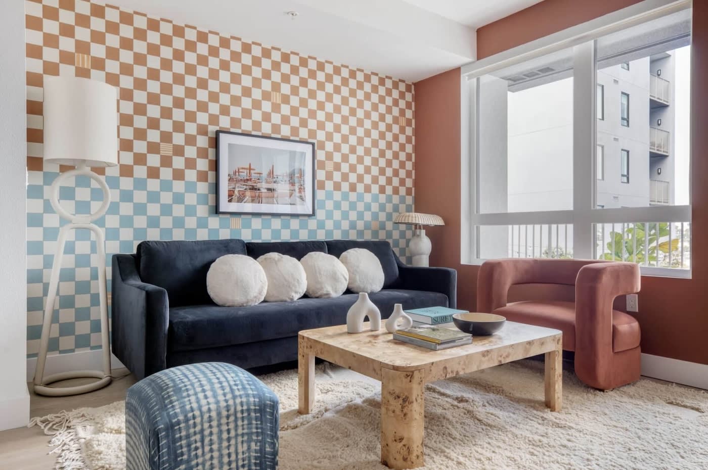 Bespoke Blueground living room in San Diego