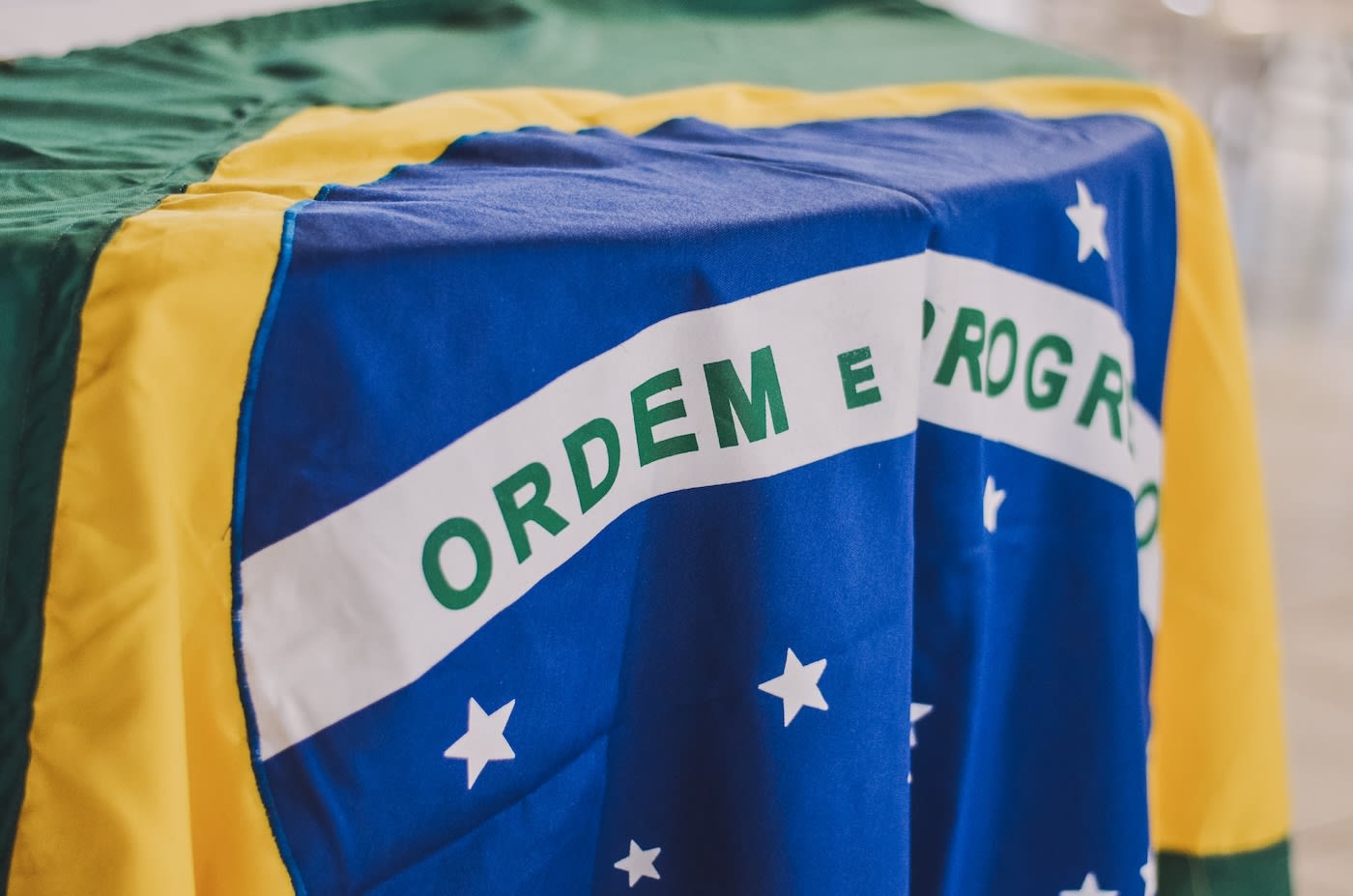 Flag of Brazil on a table