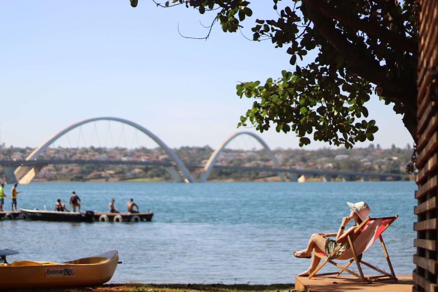 Person relaxing near water in Brasilia