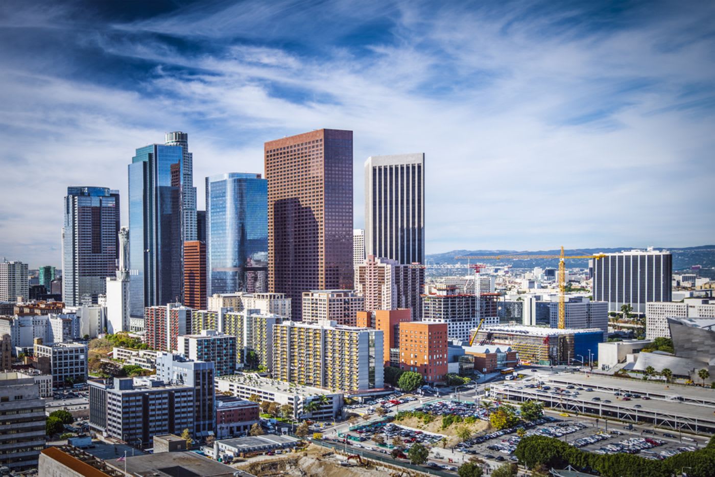 high up view of DTLA