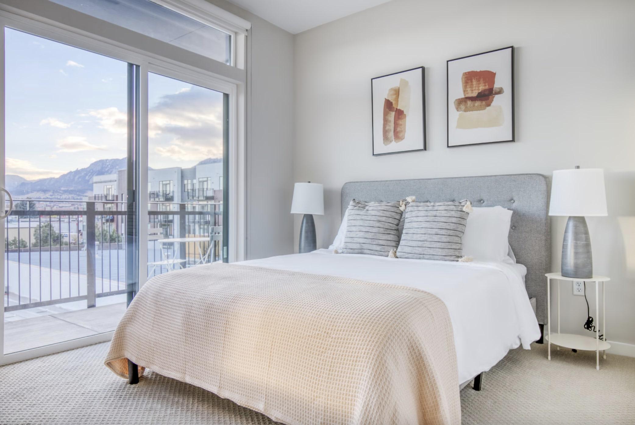 Denver bedroom with view of mountains
