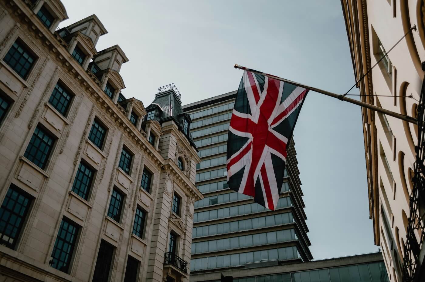 Union Jack flag flying in London