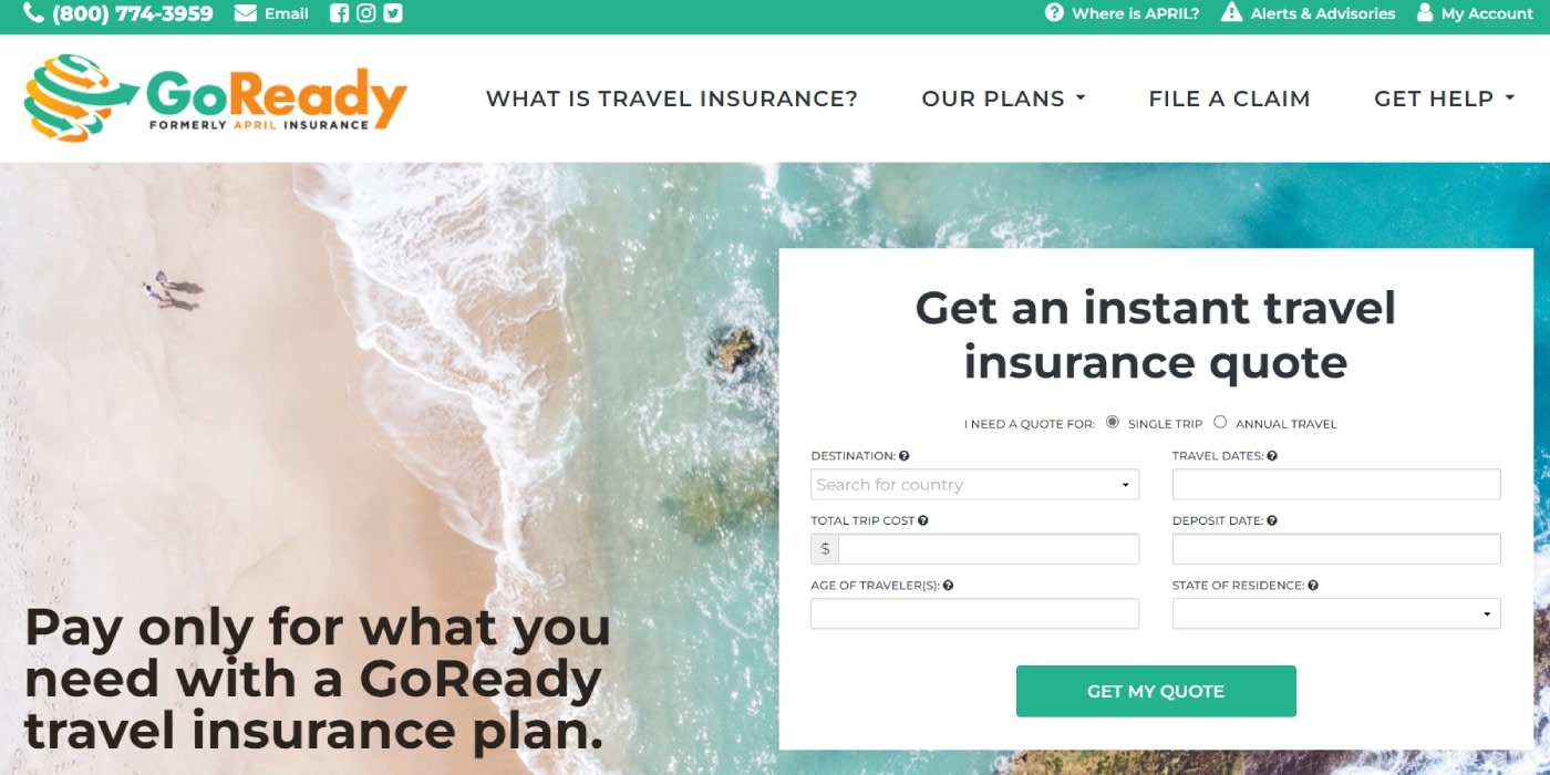 GoReady Insurance landing page