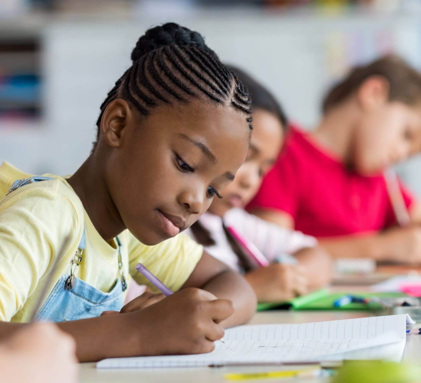 children doing homework at school