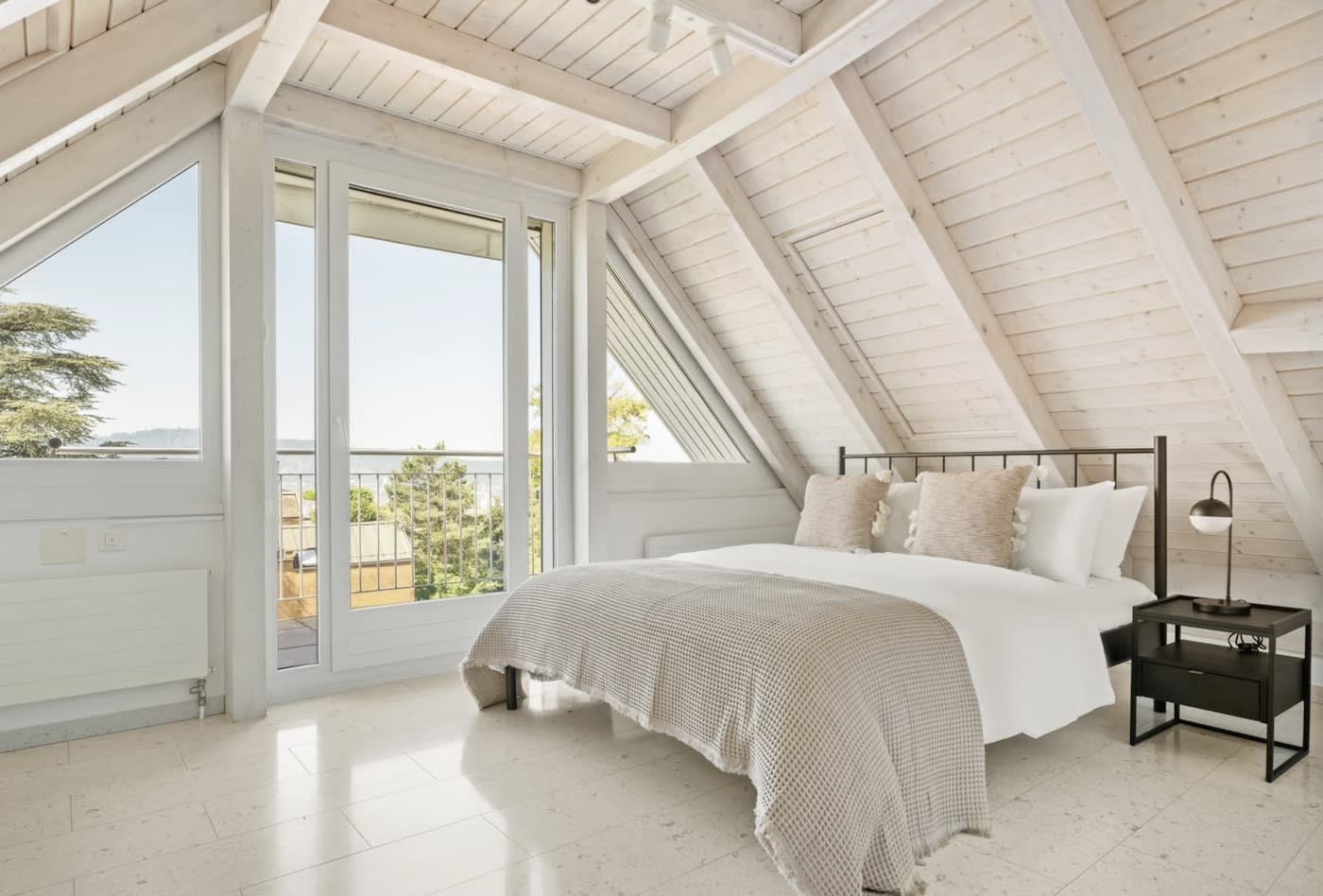 Scenic bedroom in a Zurich apartment