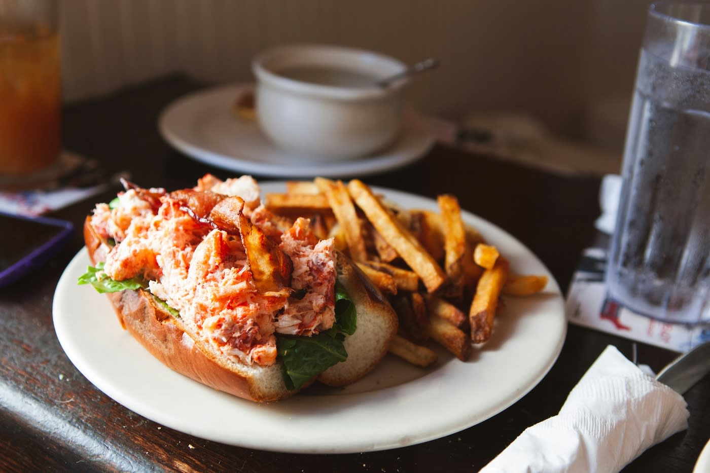 Lobster roll on a plate in Boston