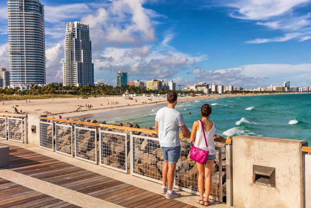 Couple in South Beach Miami