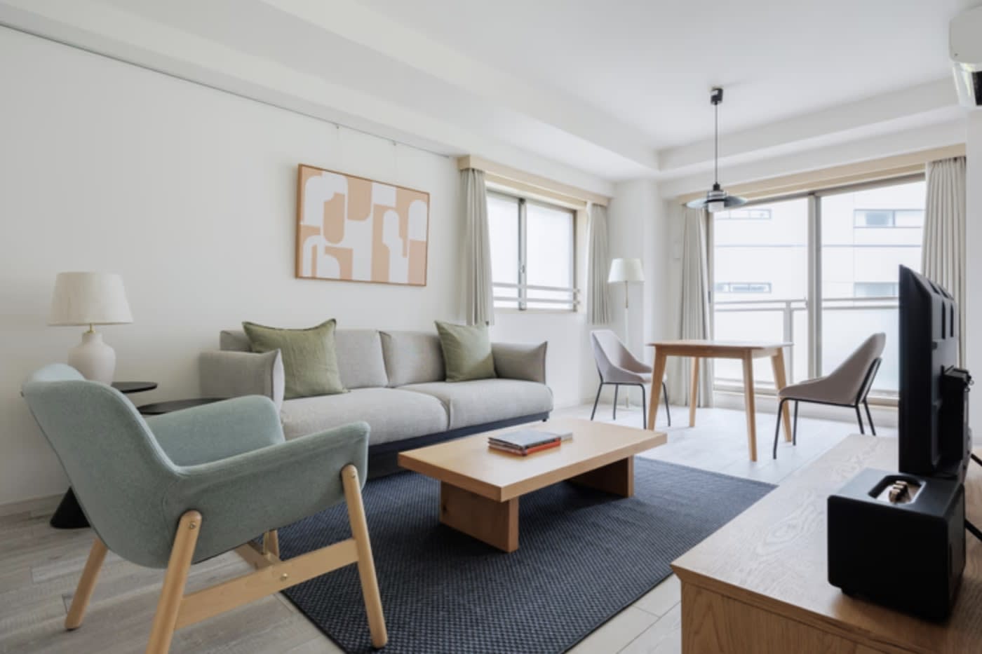 Living room of furnished apartment in Tokyo Japan