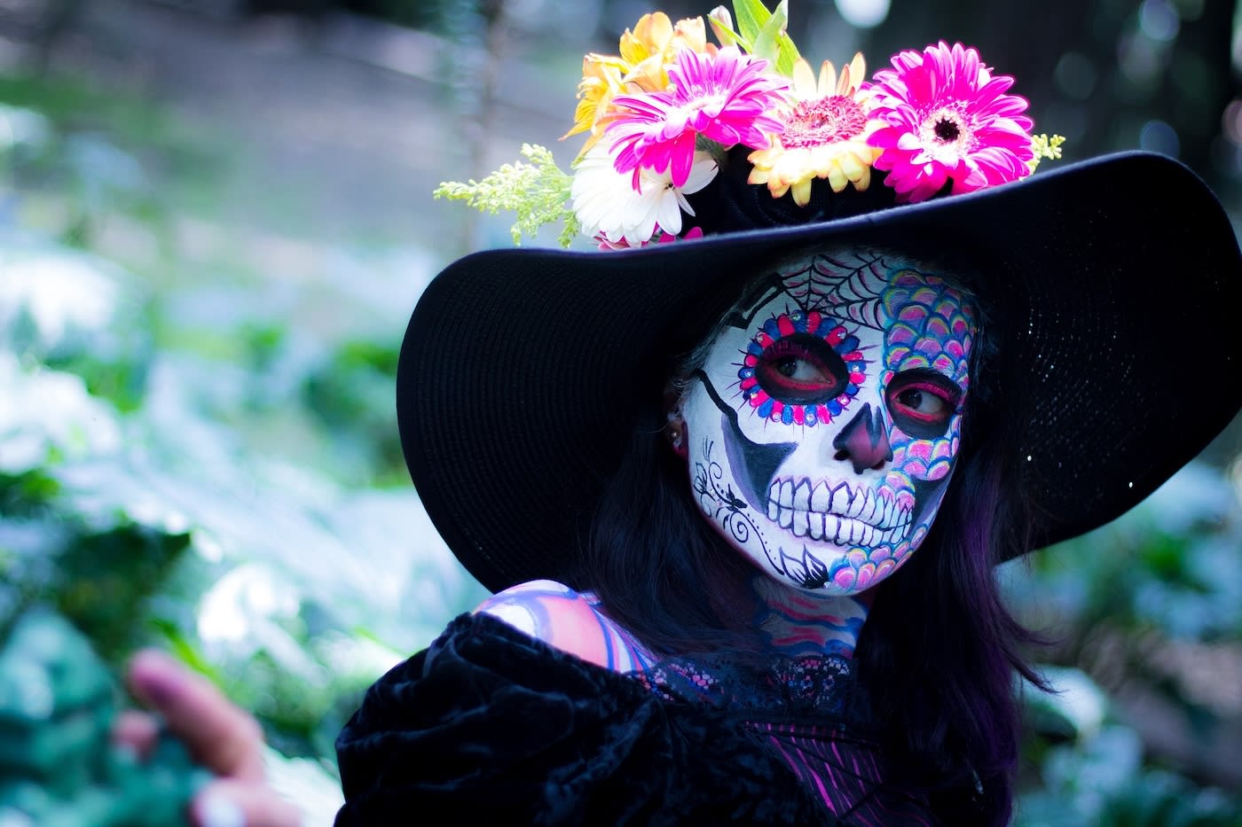 Woman dressed in Day of the Dead costume Mexico City