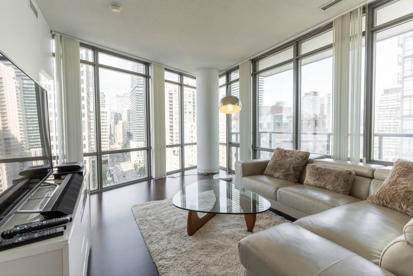 Living room of a Toronto high-rise apartment