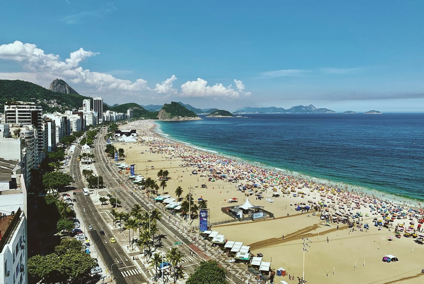 Copacabana beach with crowds of people