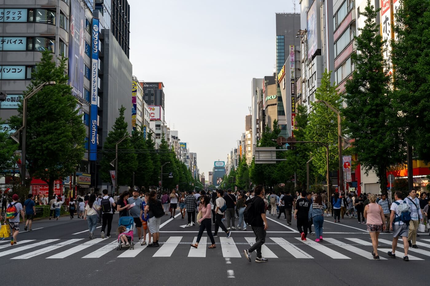 People crossing a street in Chiyoda Ward Tokyo