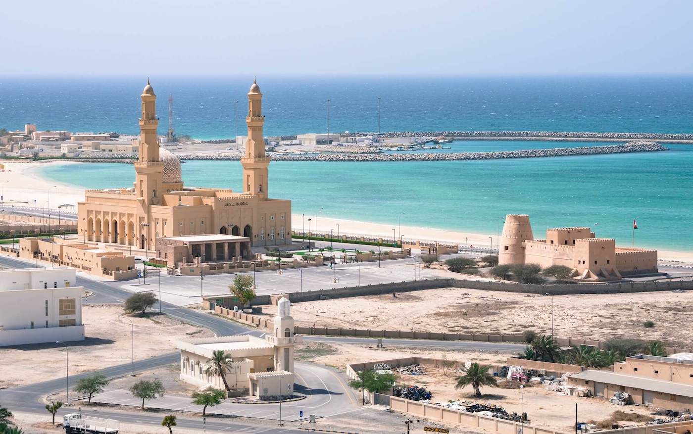 Musandam buildings and beach
