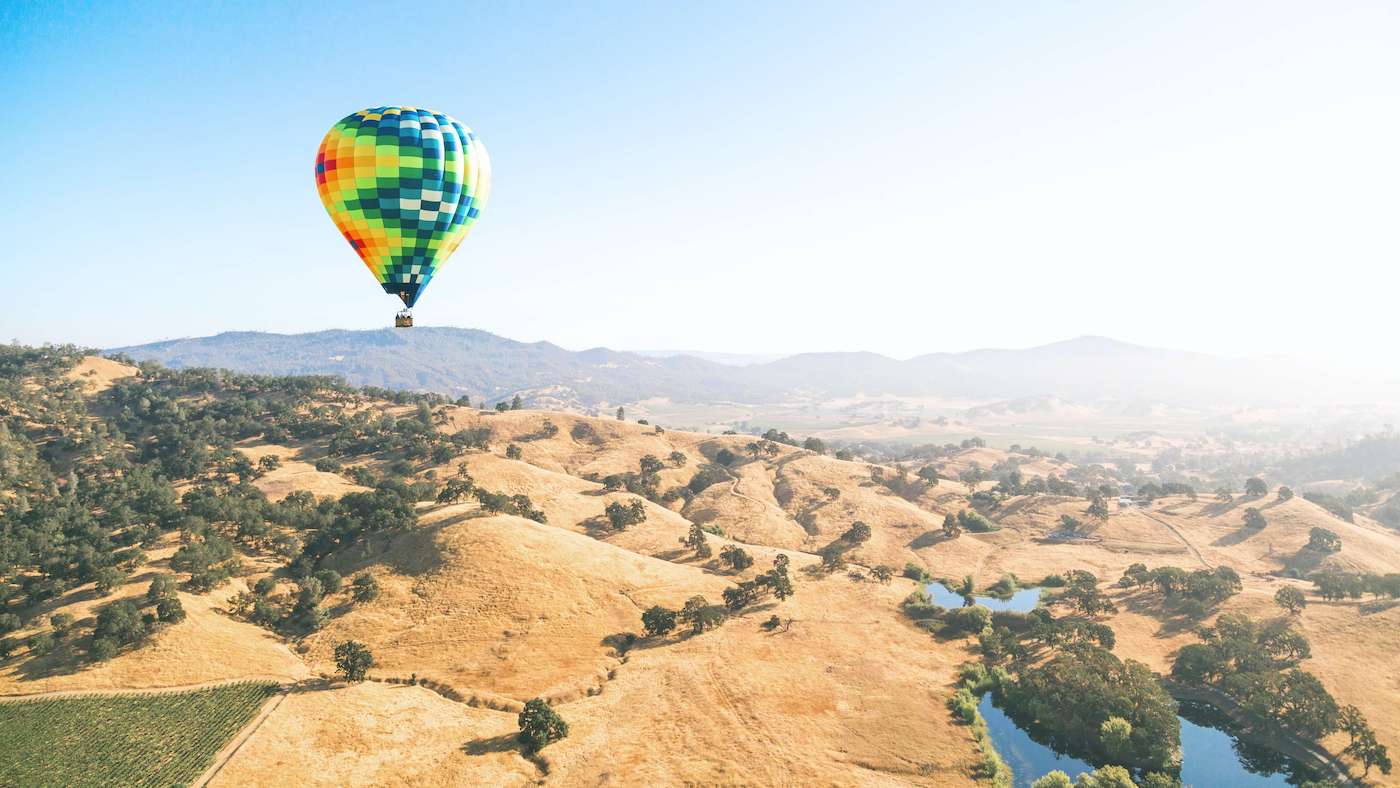 Hot air balloon over Napa Valley