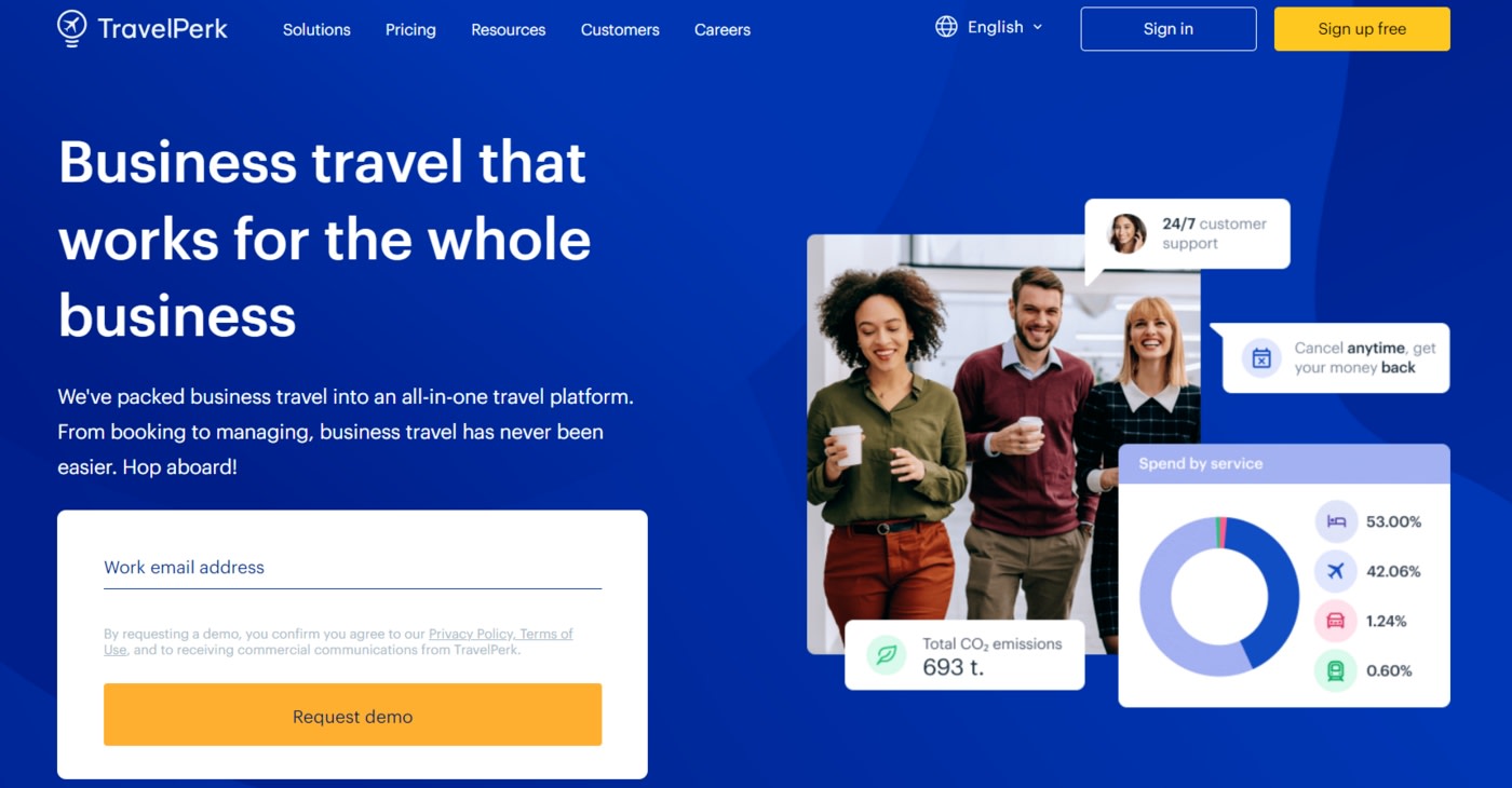 TravelPerk landing page