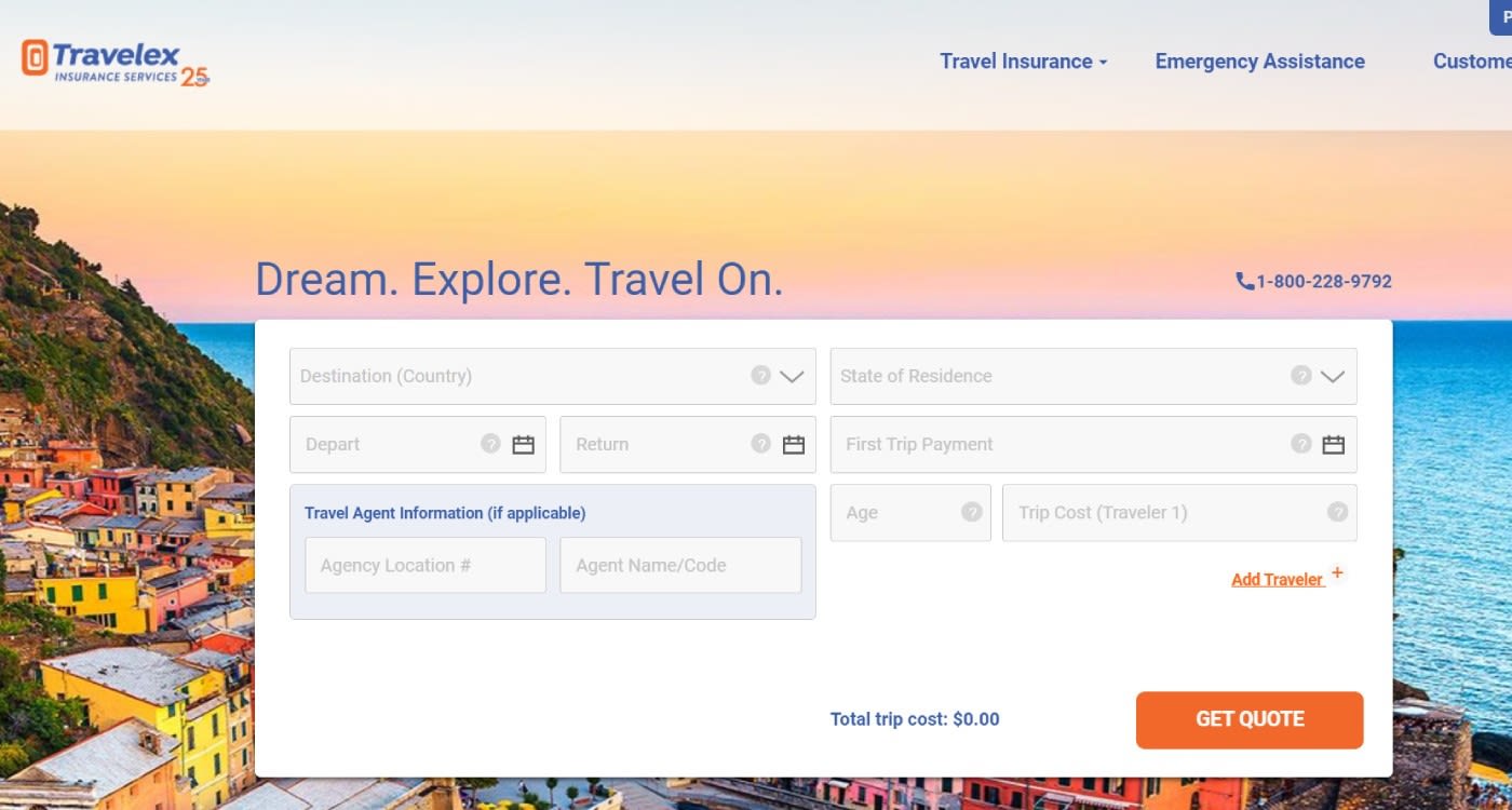 Travelex landing page