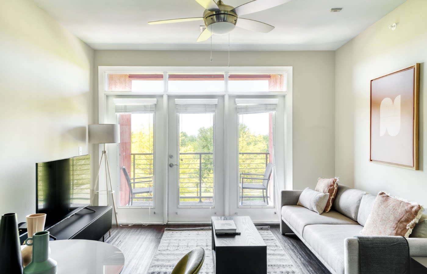 Living room in a furnished apartments in Austin