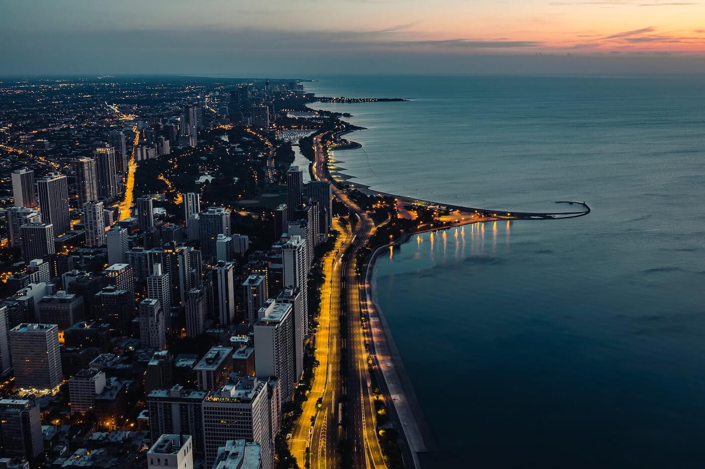 chicago at sunset