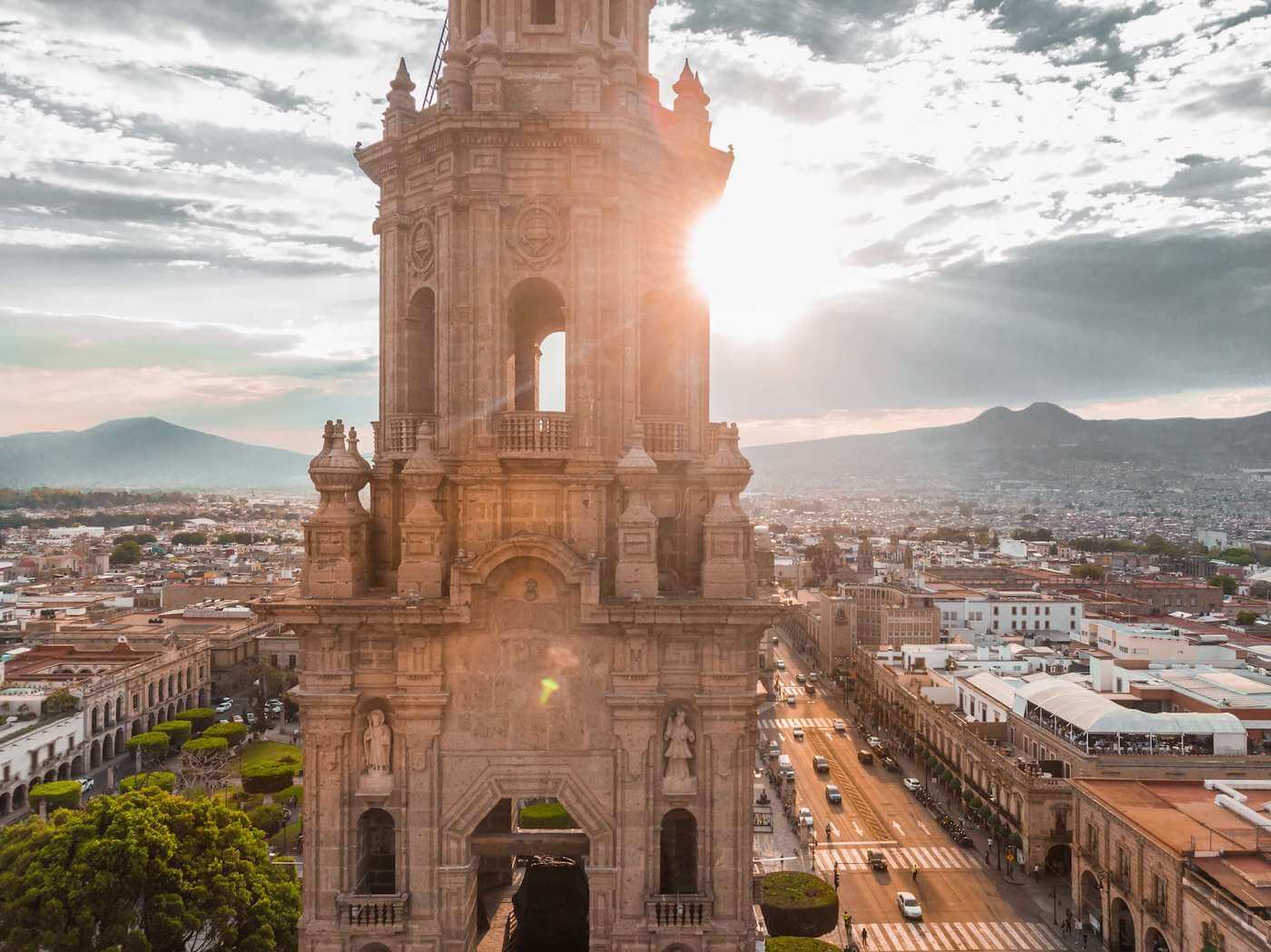 a cathedral spire in Mexico City