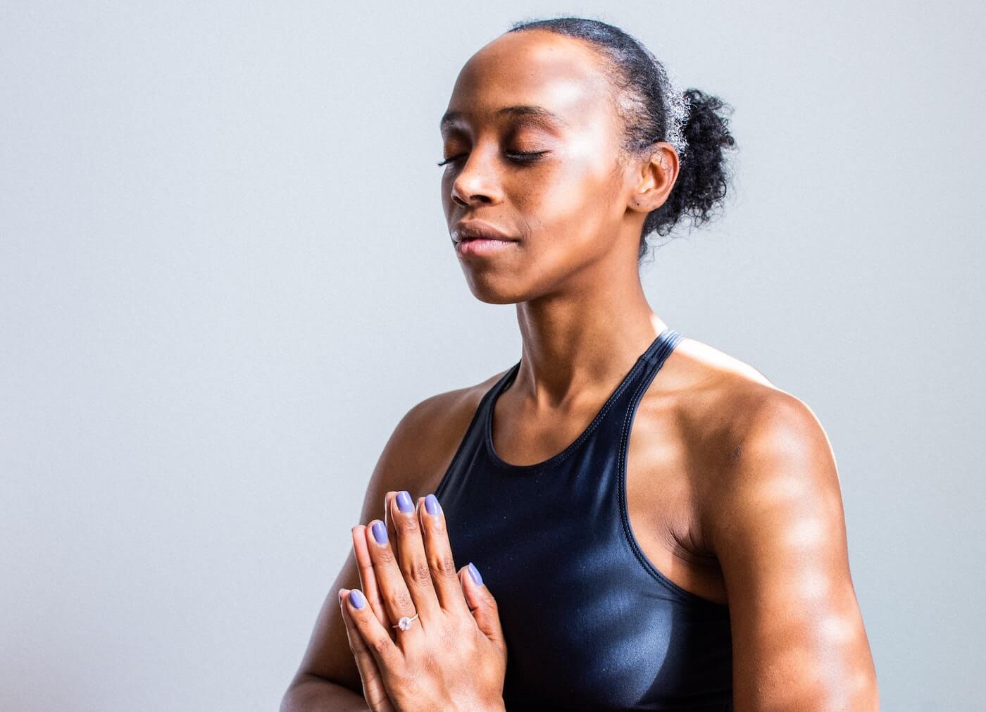 A woman meditates