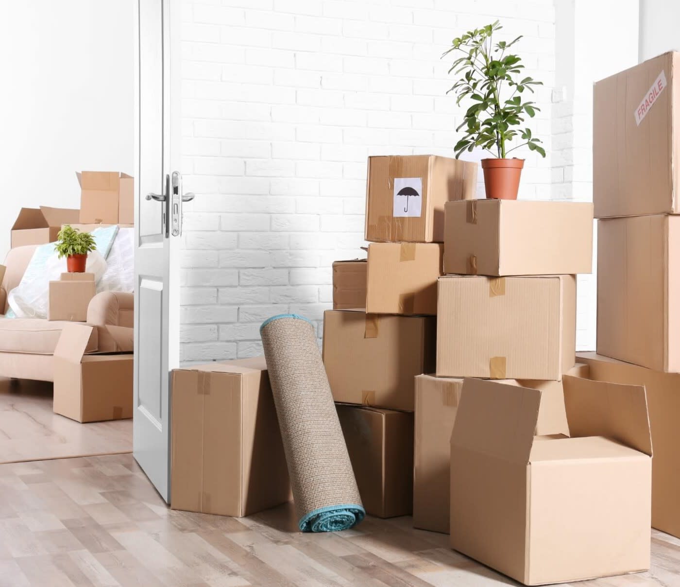 storage boxes piled up in a home