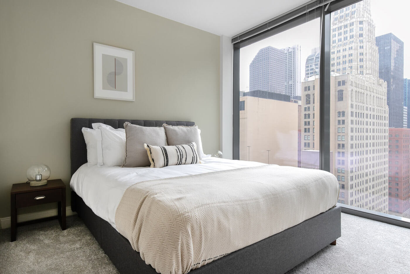 temporary housing NYC calm bedroom with view