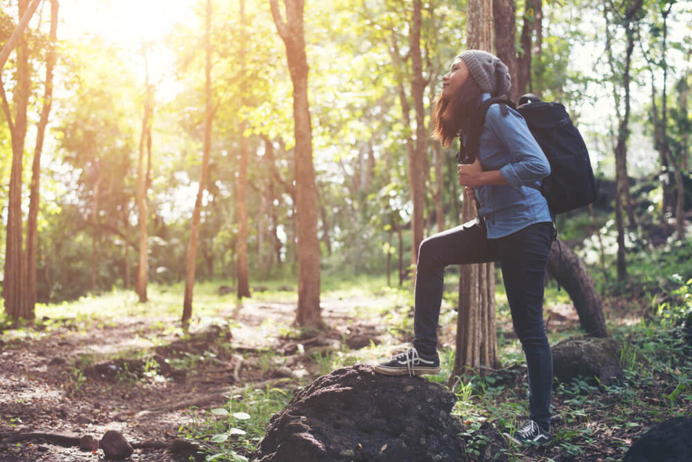 woman on a hiking trail