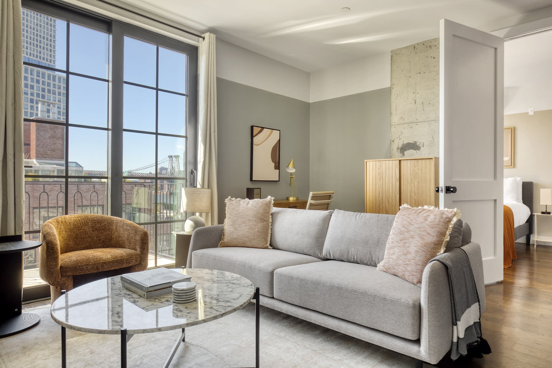 living room of a Blueground apartment in NYC