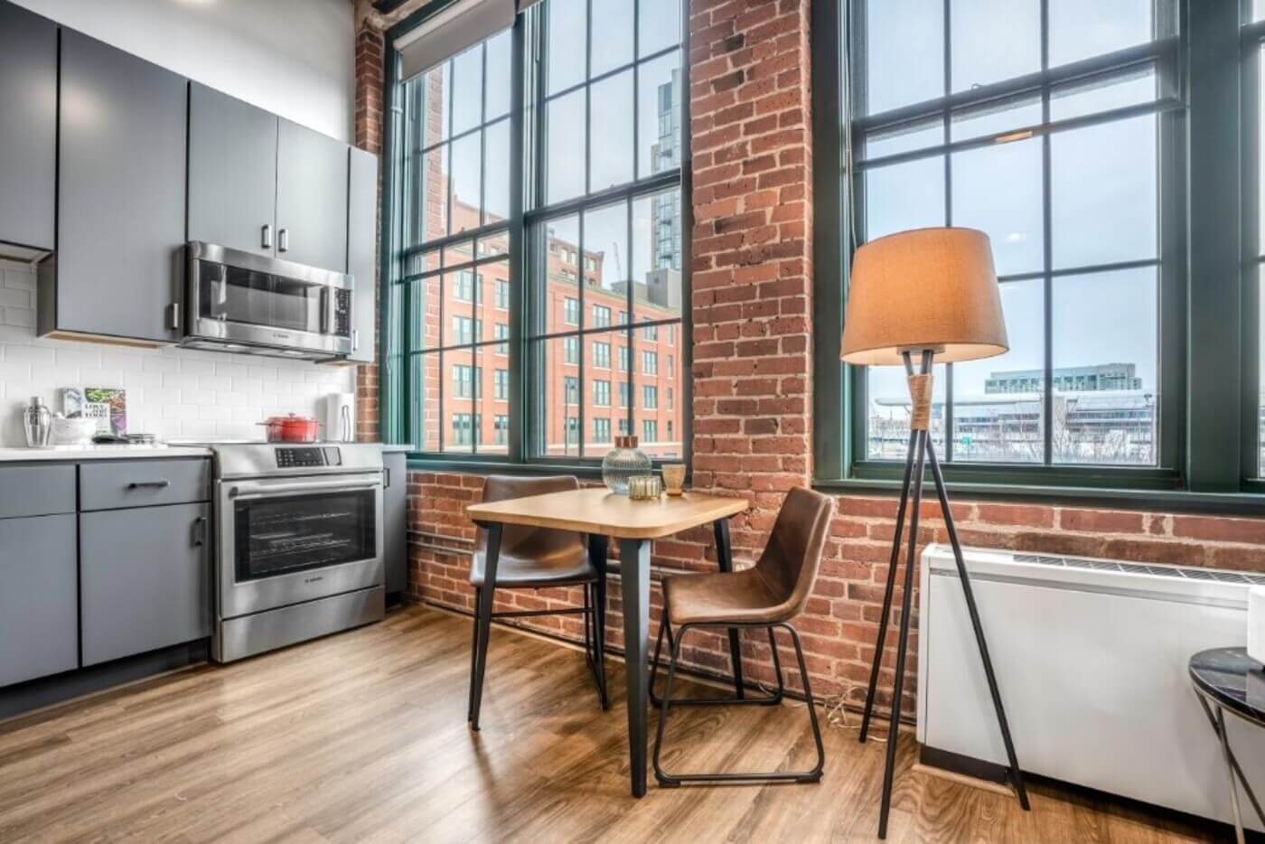 dining and kitchen area in a Boston apartment created by Blueground