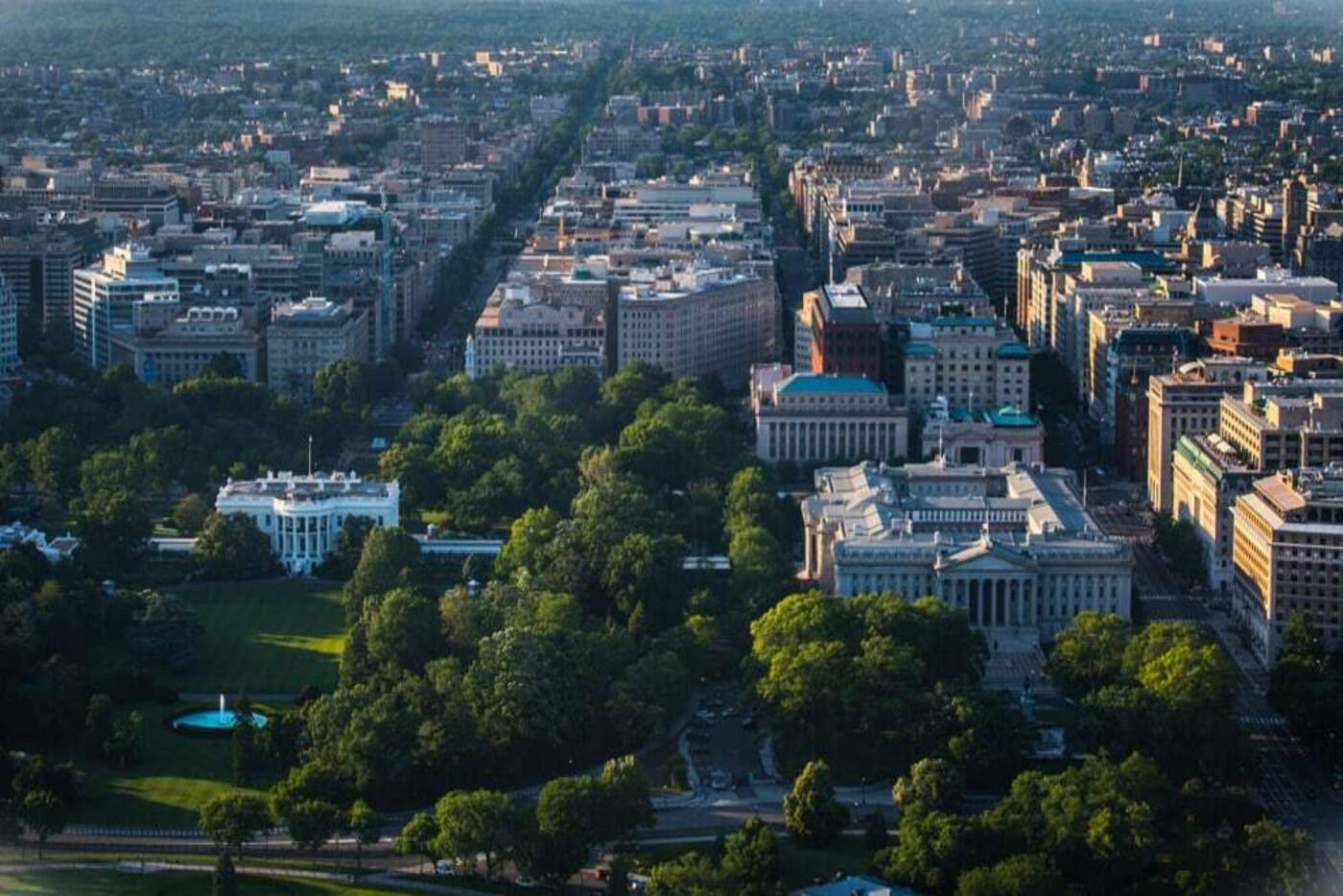 aerial view of downtown washington dc