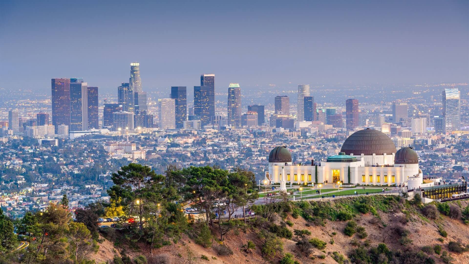 view of LA city with Griffith Observatory