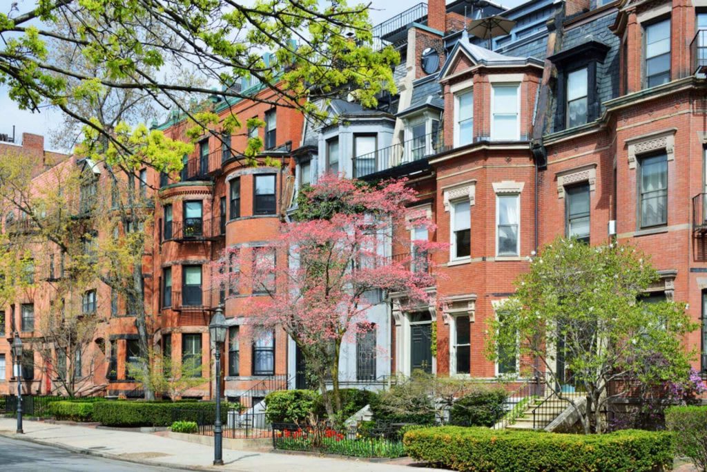 row of townhouses along the street in Boston