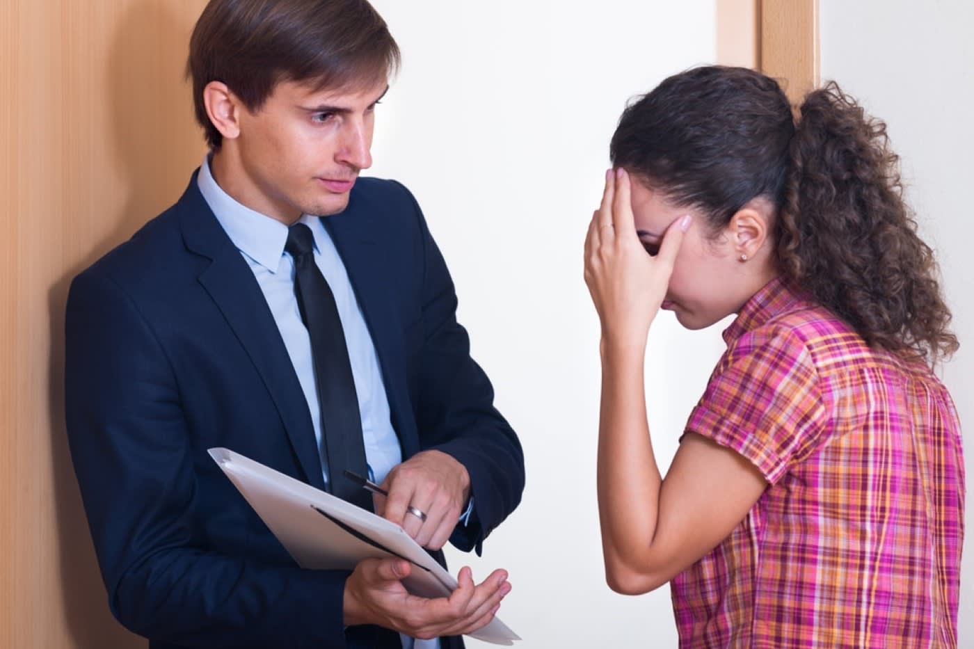 angry landlord harassing tenant