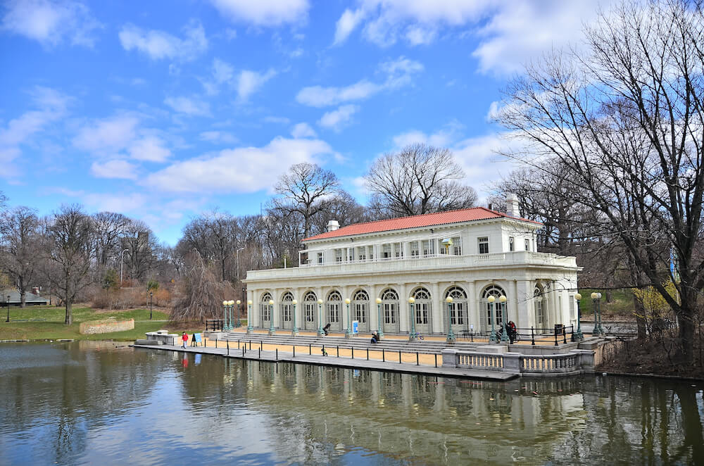 Building by the lake in Prospect Heights, Brooklyn