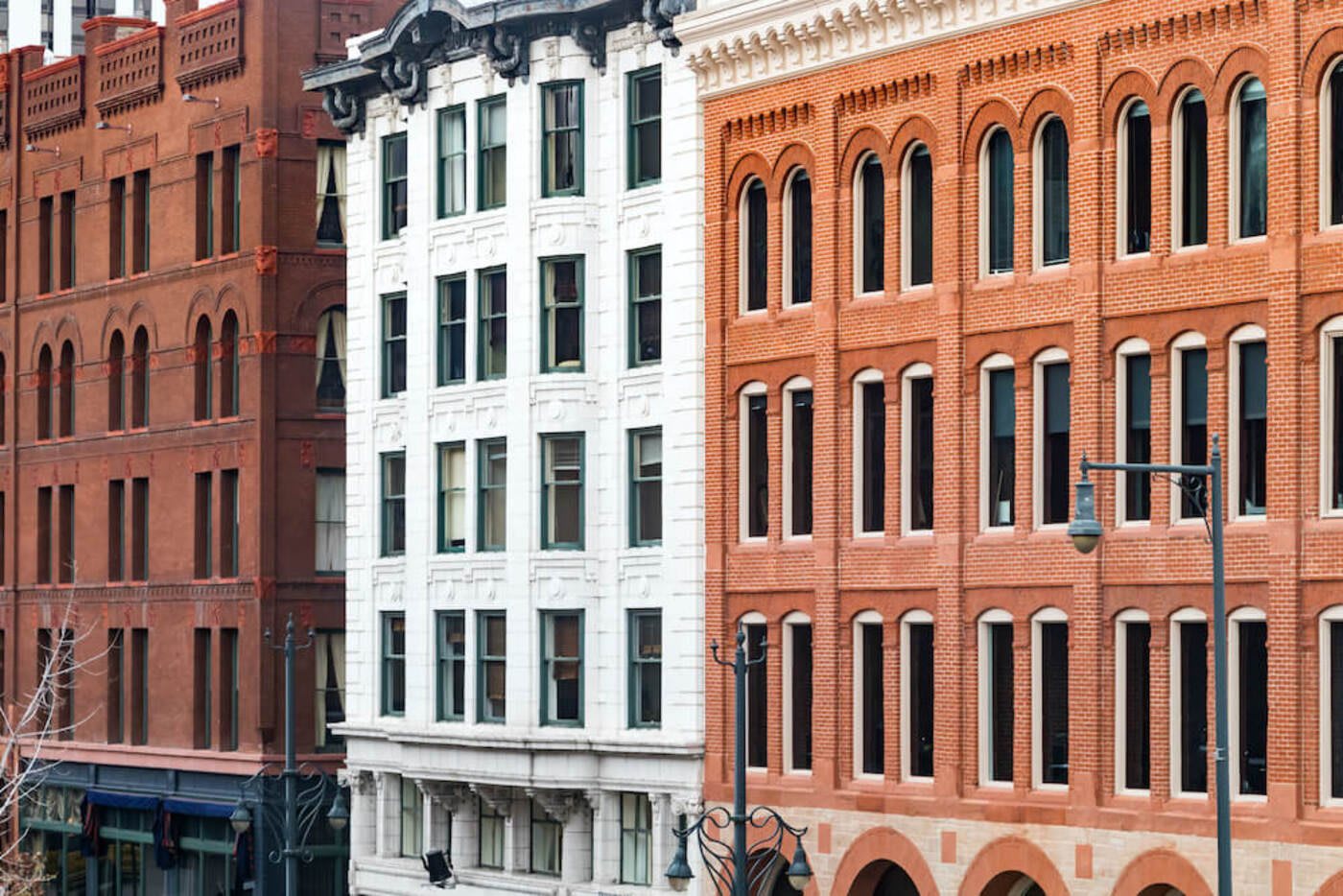 brick apartment buildings next to each other