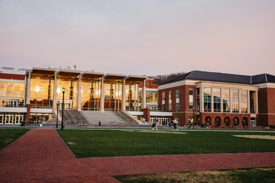 Front entrance of Liberty University, University Boulevard, Lynchburg, VA, USA
