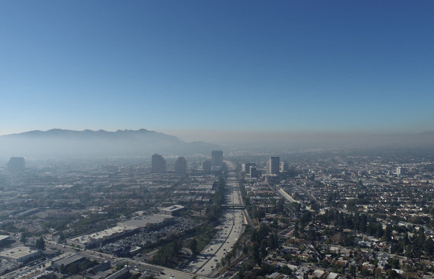 Misty skyline of Glendale, CA